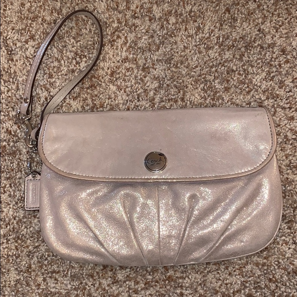 Large gold coach wristlet